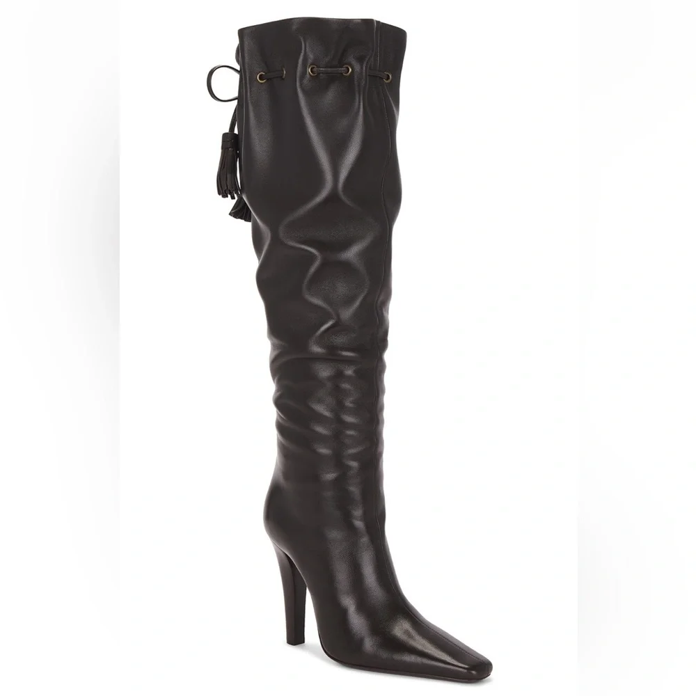 NEW! Saint Laurent Knee High Boot in Harris Eagle Brown - Picture 2 of 9